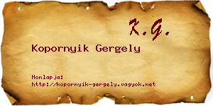 Kopornyik Gergely névjegykártya